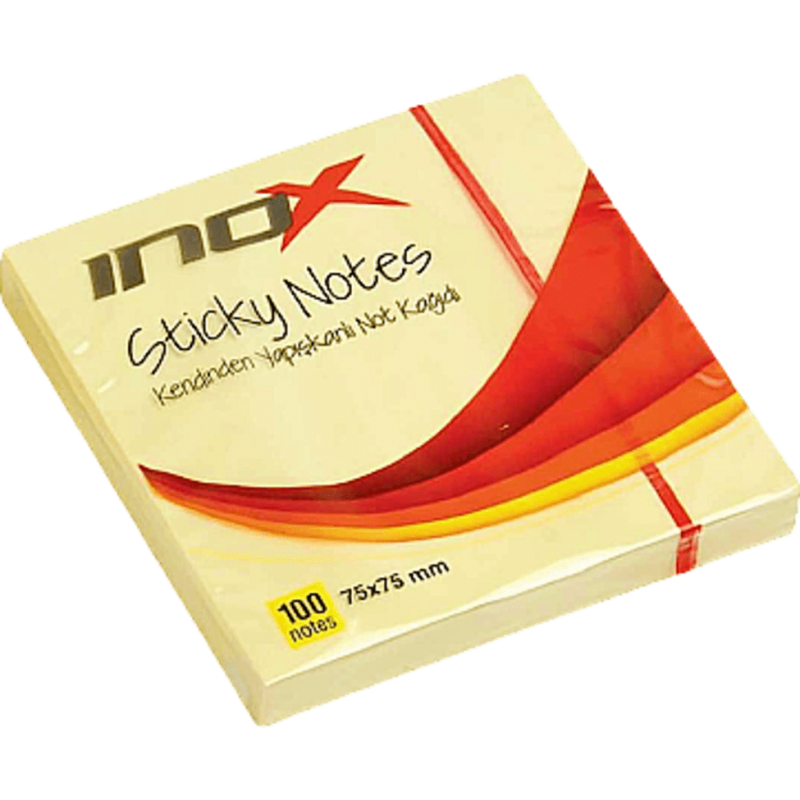 Inox 75X75 Yapışkanlı 100 Yaprak Not Kağıdı, Sarı İNOX - 1