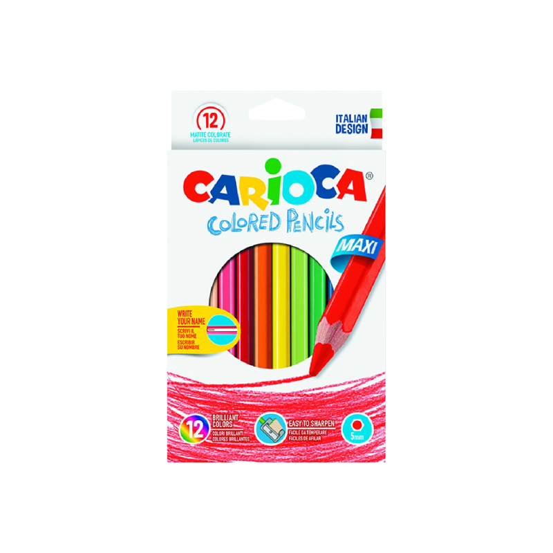 Carioca Ahşap Altıgen Jumbo Kuru Boya Kalemi 12’Li CARİOCA - 1