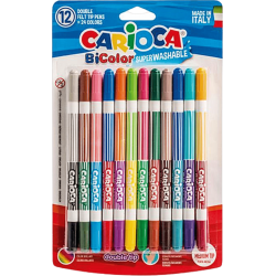 Carioca Bicolor Süper Yıkanabilir Çift Uçlu Keçeli Boya Kalemi 12'Li 24 Renk  - 1