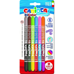 Carioca Bicolor Süper Yıkanabilir Çift Uçlu Keçeli Boya Kalemi 6'Lı 12 Renk  - 1