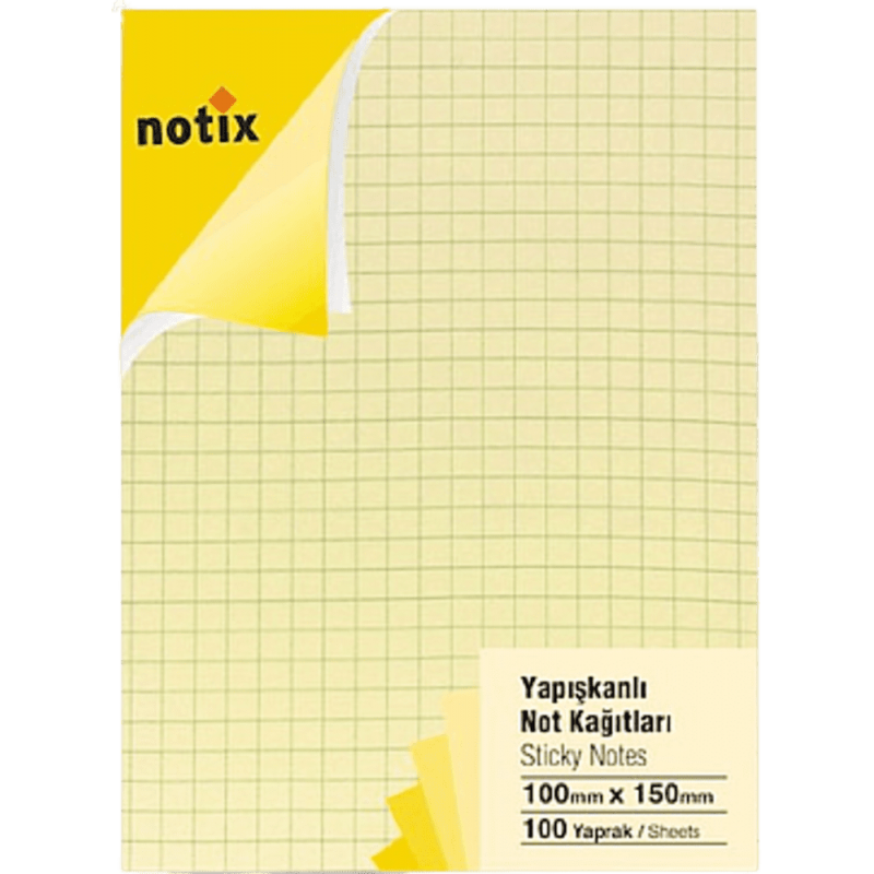 Notix Pastel Sarı 100 Yap. Kareli Notluk NOTİX - 1