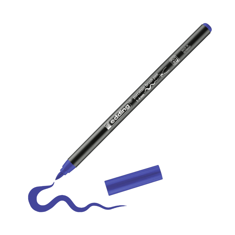 Edding 4200 Fırça Uçlu Mavi Porselen Kalemi EDDİNG - 1
