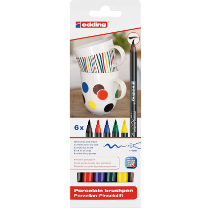 Edding 4200 Klasik Renkler 6'Lı Porselen Boya Kalem Seti EDDİNG - 1