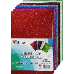 Lino A4 10 Renk Simli Yapışkanlı Eva  - 1