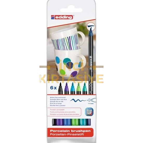 EDDİNG 4200  PORSELEN KALEMI 6LI SET- SOGUK RENKLER (E-4200)