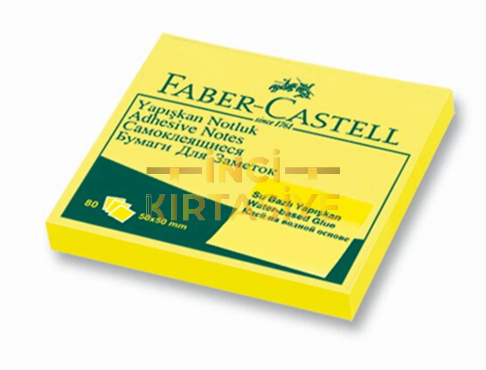 FABER-CASTELL YAPIŞKAN NOTLUK 50X50MM FOSFORLU SARI