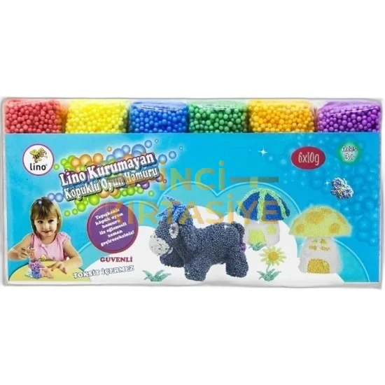 LİNO KURUMAYAN KÖPÜKLÜ OYUN HAMURU PVC KUTU ALTILI SET