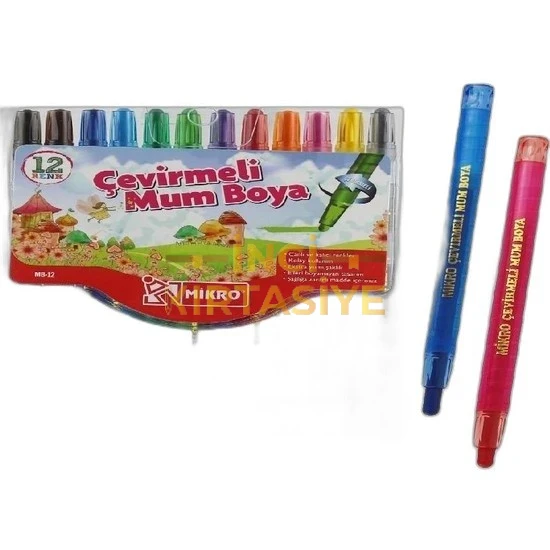 MİKRO MB-12 ÇEVİRMELİ MUM BOYA 12 Lİ