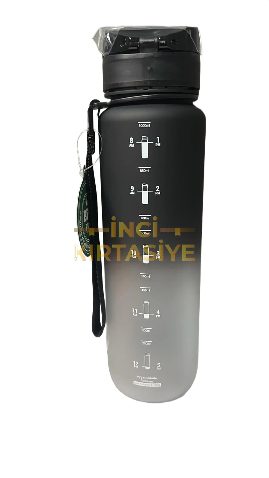 UZSPACE 1000 ML GRADİENT SİYAH BEYAZ TRİTAN SU MATARASI