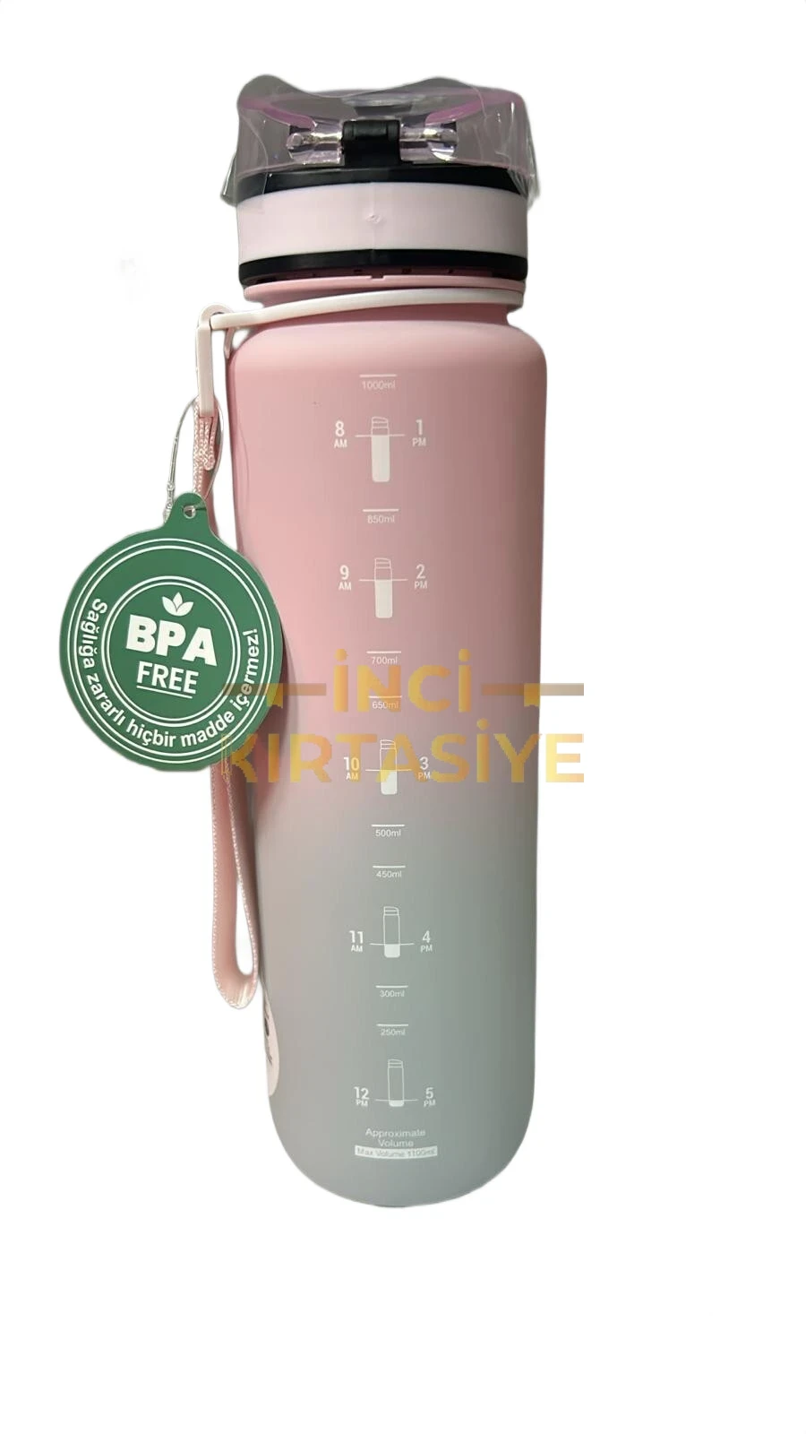 UZSPACE 1000 ML GRADİENT PEMBE GRİ TRİTAN SU MATARASI