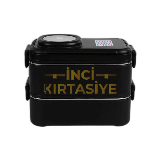 UZSPACE SİYAH İKİ KATLI DÖRT BÖLMELİ ÇELİK BESLENME KABI 1200ML