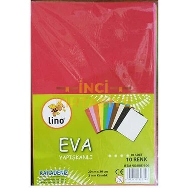 LİNO EVA 20X30 CM.10 RENK 2MM. YAPIŞKANLI 10'LU PAKET