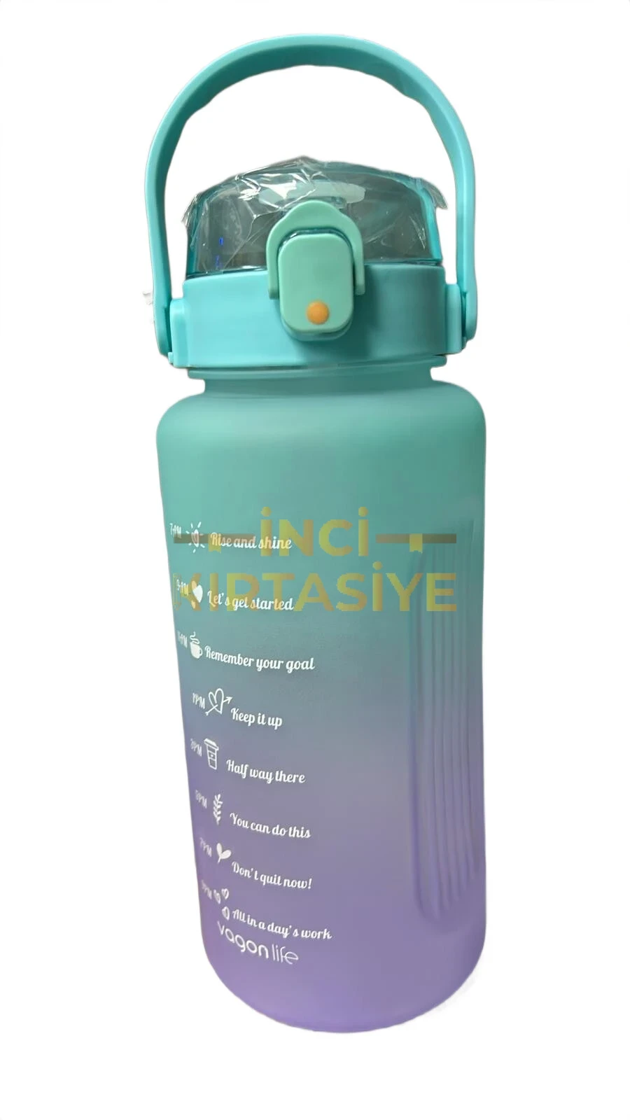 VAGONLİFE 2000 ML SOFT-TOUCH MOTİVASYON SU MATARASI MAVİ MOR