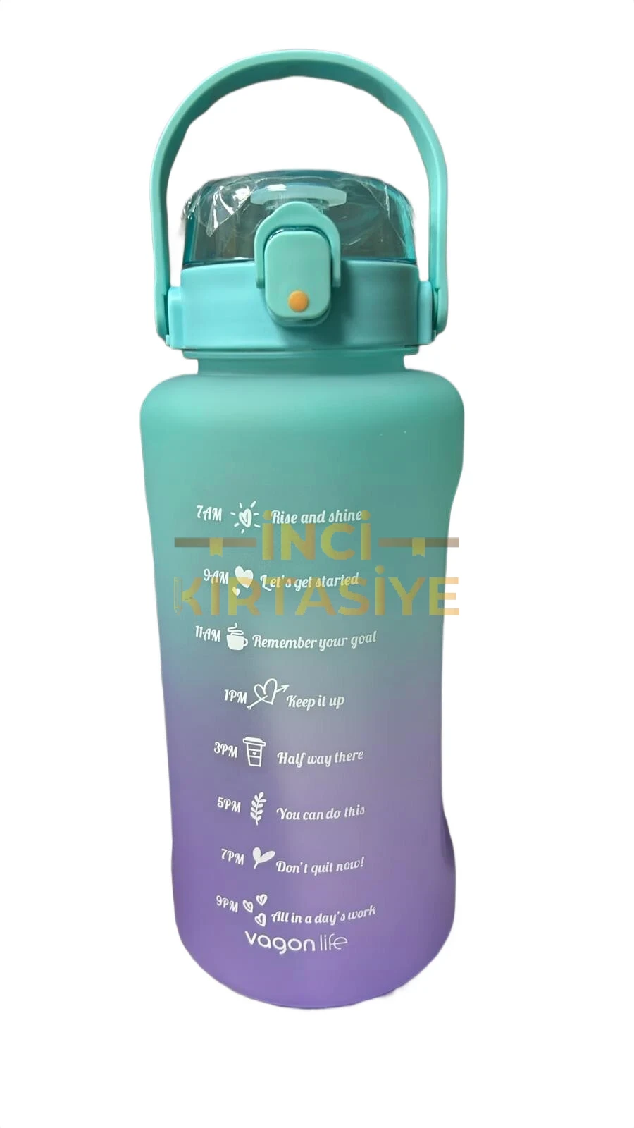 VAGONLİFE 2500 ML SOFT-TOUCH MOTİVASYON SU MATARASI MAVİ MOR