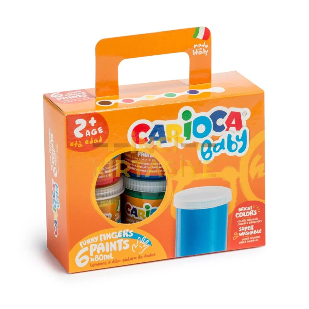 CARİOCA BEBEK PARMAK BOYASI 6 RENK 6X80ML SÜPER YIKANABİLİR 2+ YAŞ