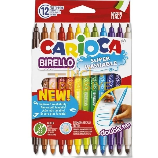 CARİOCA BIRELLO SÜPER YIKANABİLİR ÇİFT TARAFLI KEÇELİ BOYA KALEMİ 12'Lİ