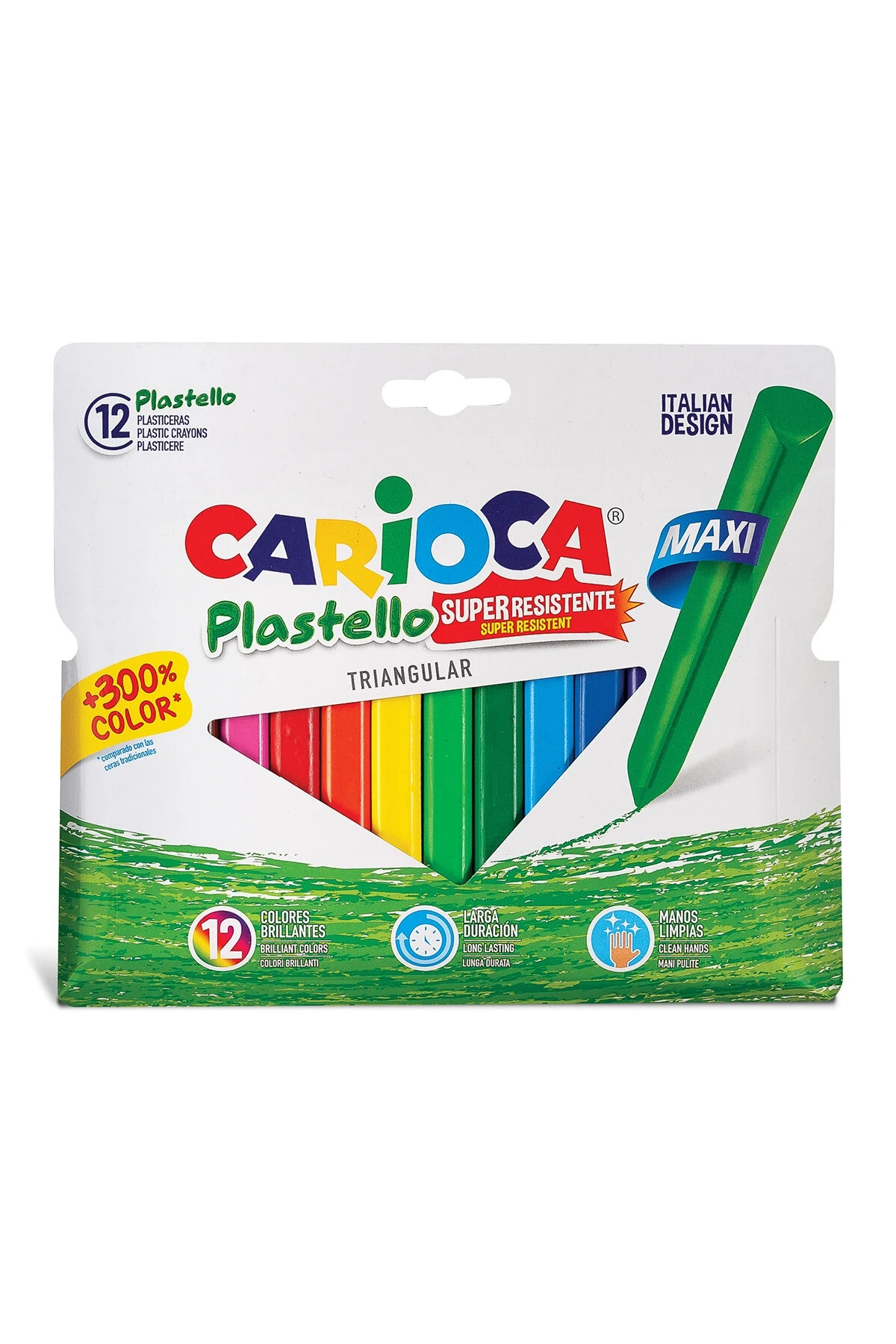 CARİOCA PLASTELLO JUMBO ÜÇGEN ELLERİ KİRLETMEYEN YIKANABİLİR PASTEL BOYA KALEMİ 12'Lİ