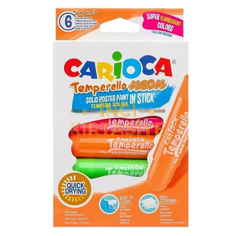 CARİOCA TEMPERELLO STICK POSTER BOYAMA KALEMİ FOSFORLU 6'LI
