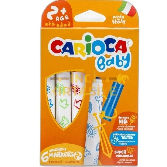 CARİOCA JUMBO BEBEK SÜPER YIKANABİLİR KEÇELİ BOYA KALEMİ 6'LI 2+ YAŞ