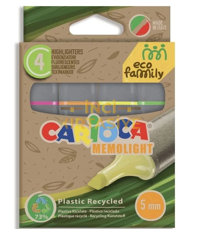 CARİOCA ECO FAMILY FOSFORLU İŞARETLEME KALEMİ 4'LÜ 4 RENK