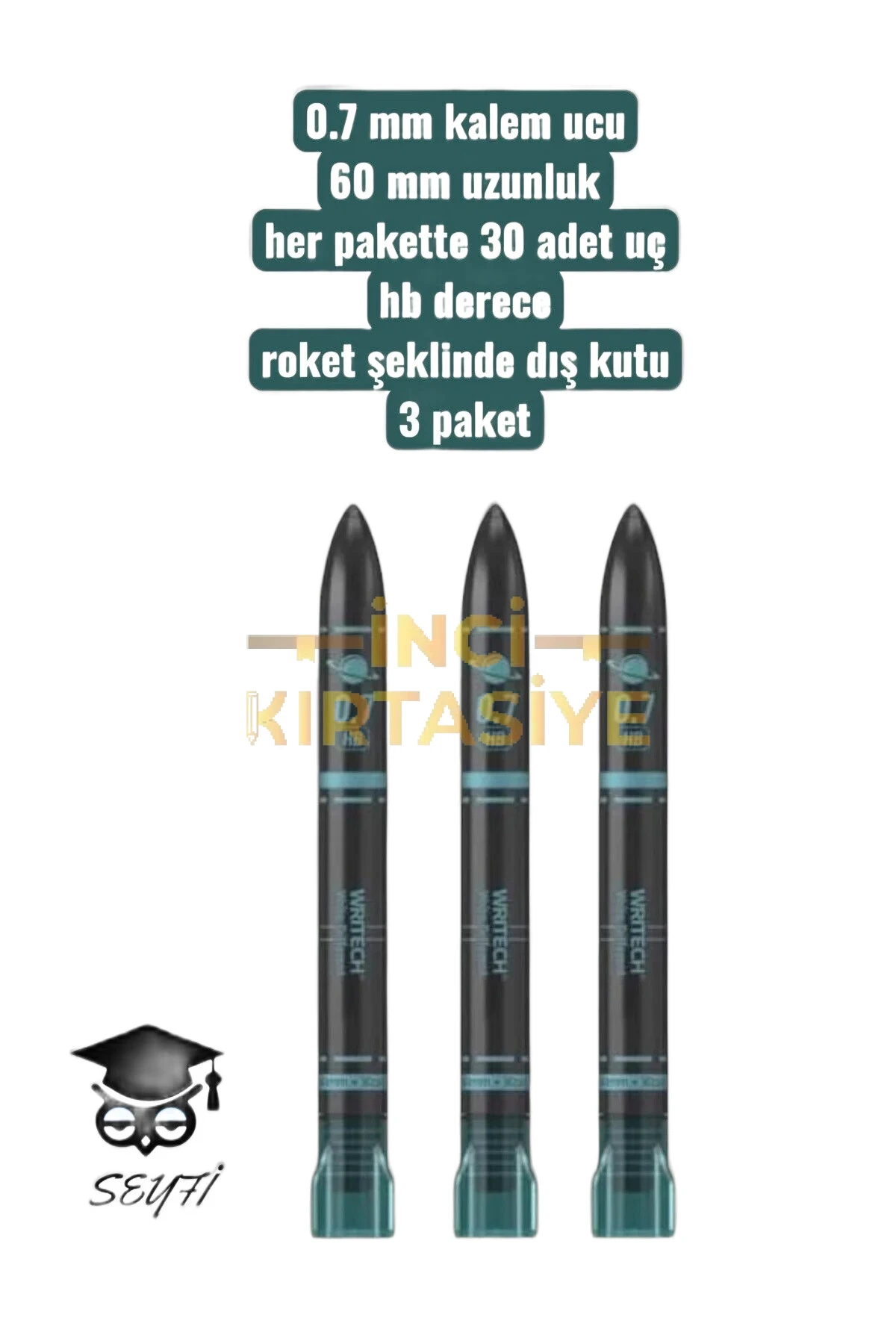 WRITECH SİYAH YEŞİL KALEM UCU 0.7 HB 60MM