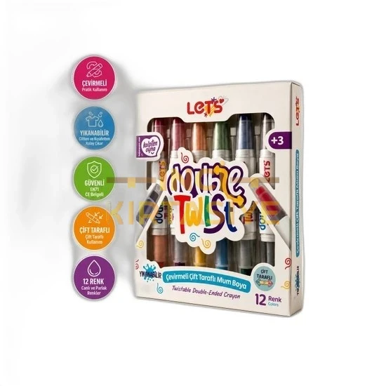 LETS L03007 6LI ÇİFT TARAFLI ÇEVİRMELİ MUM BOYA 12RENK
