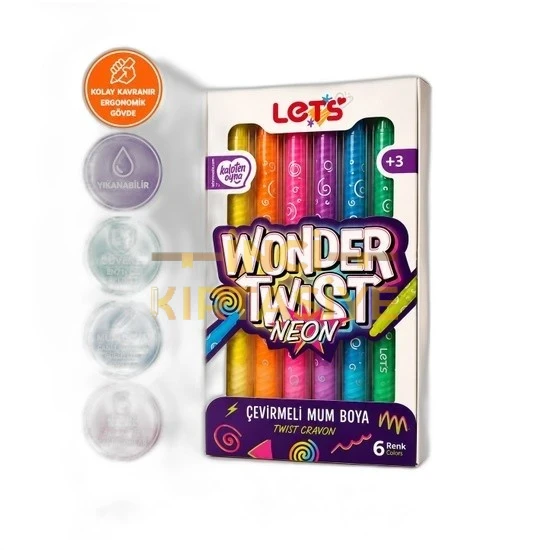 LETS 6 RENK WONDER TWİST NEON ÇEVİRMELİ MUM BOYA