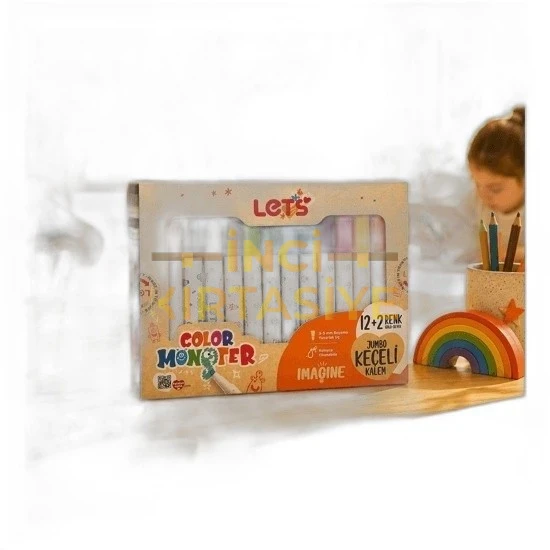 LETS 12+2 RENK (SİLVER+GOLD) JUMBO KEÇELİ KALEM