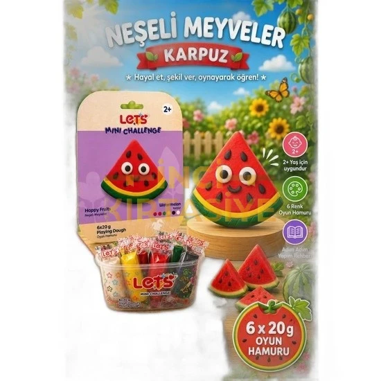 LETS OYUN HAMURU NEŞELİ MEYVELER KARPUZ 6 RENK 120G