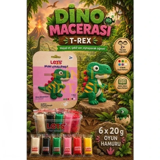 LETS OYUN HAMURU DİNO MACERASI T-REX 6 RENK 120G