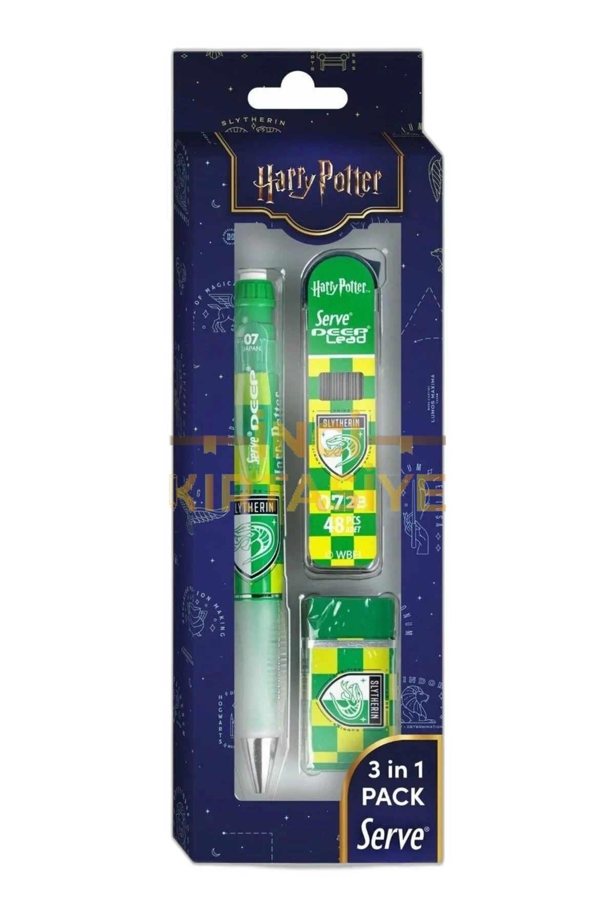 SERVE DEEP DAMALI HARRY POTTER KALEM SİLGİ UÇ SLYTHERİN SET