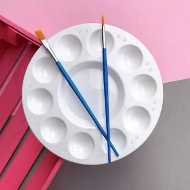 CEOART YUVARLAK PLASTİK PALET+FIRÇA SET