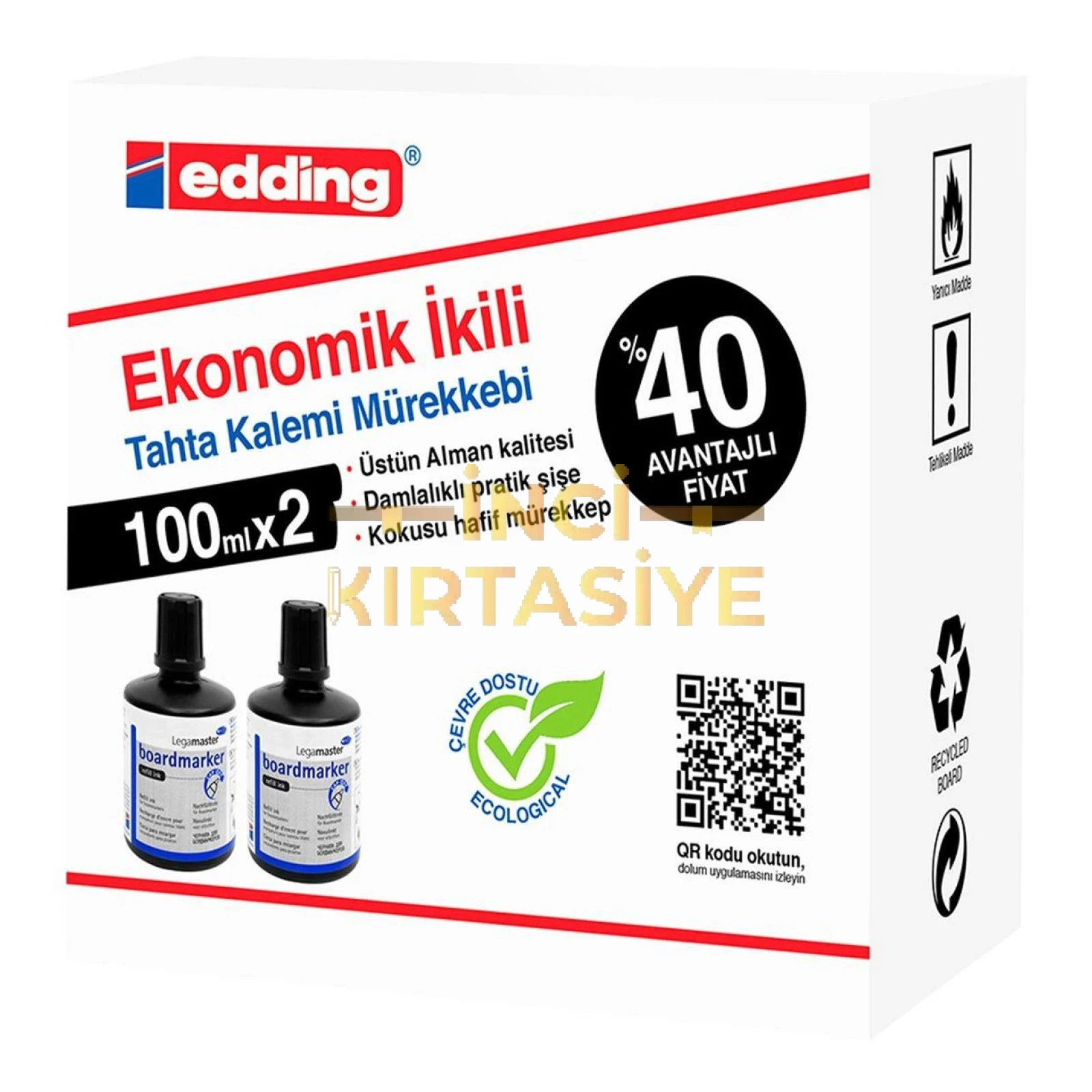 EDDİNG 100MLX2 TAHTA KALEMİ MÜREKKEBİ SİYAH