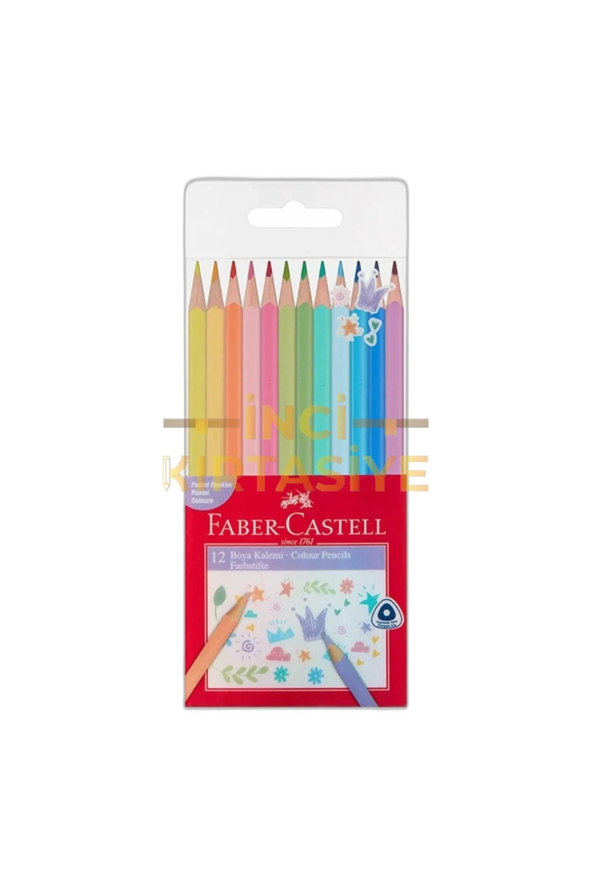 FAVER-CASTELL 12 ÜÇGEN PASTEL RENK KURUBOYA