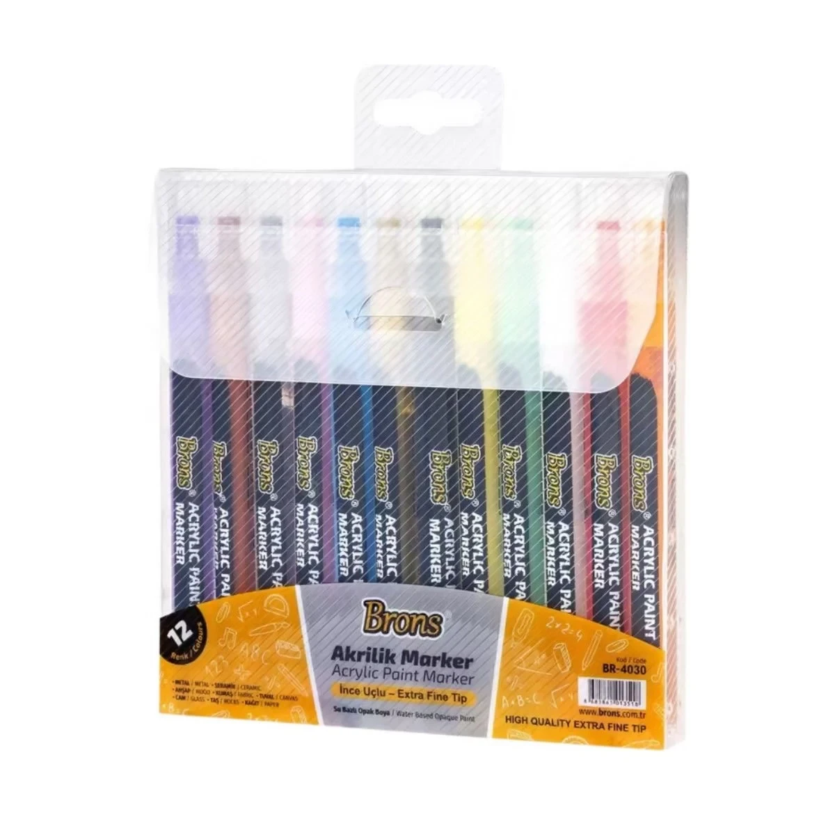 BRONS AKRİLİK MARKÖR 12'Lİ TAKIM İNCE UÇ