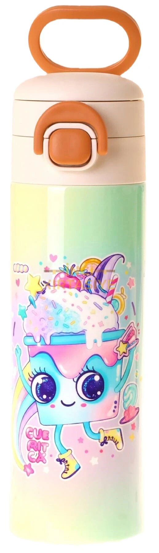 KAUKKO KİDS 520 ML DONDURMA DESENLİ PEMBE KIZ ÇOCUK ÇELİK TERMOS MATARA