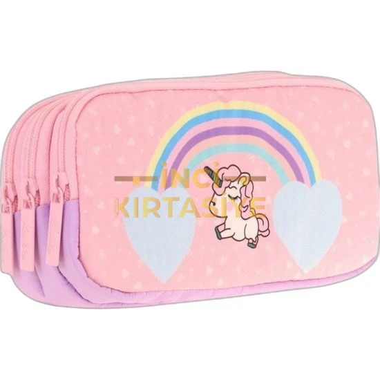 KAUKKO KIDS 3 BÖLMELİ KALEM ÇANTASI (MAGIC RAINBOW)