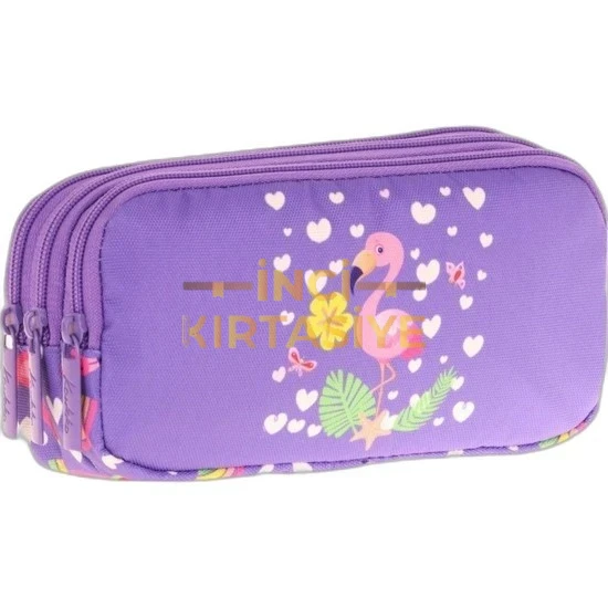 KAUKKO KIDS 3 BÖLMELİ KALEM ÇANTASI (CHEERFUL FLAM)