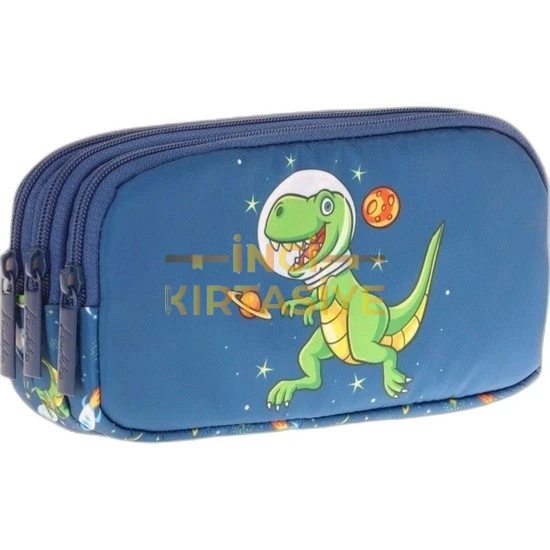 KAUKKO KIDS 3 BÖLMELİ KALEM ÇANTASI (TOYS DINOSAUR L8252