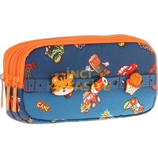 KAUKKO KIDS 3 BÖLMELİ KALEM ÇANTASI (FANCY TIGER)