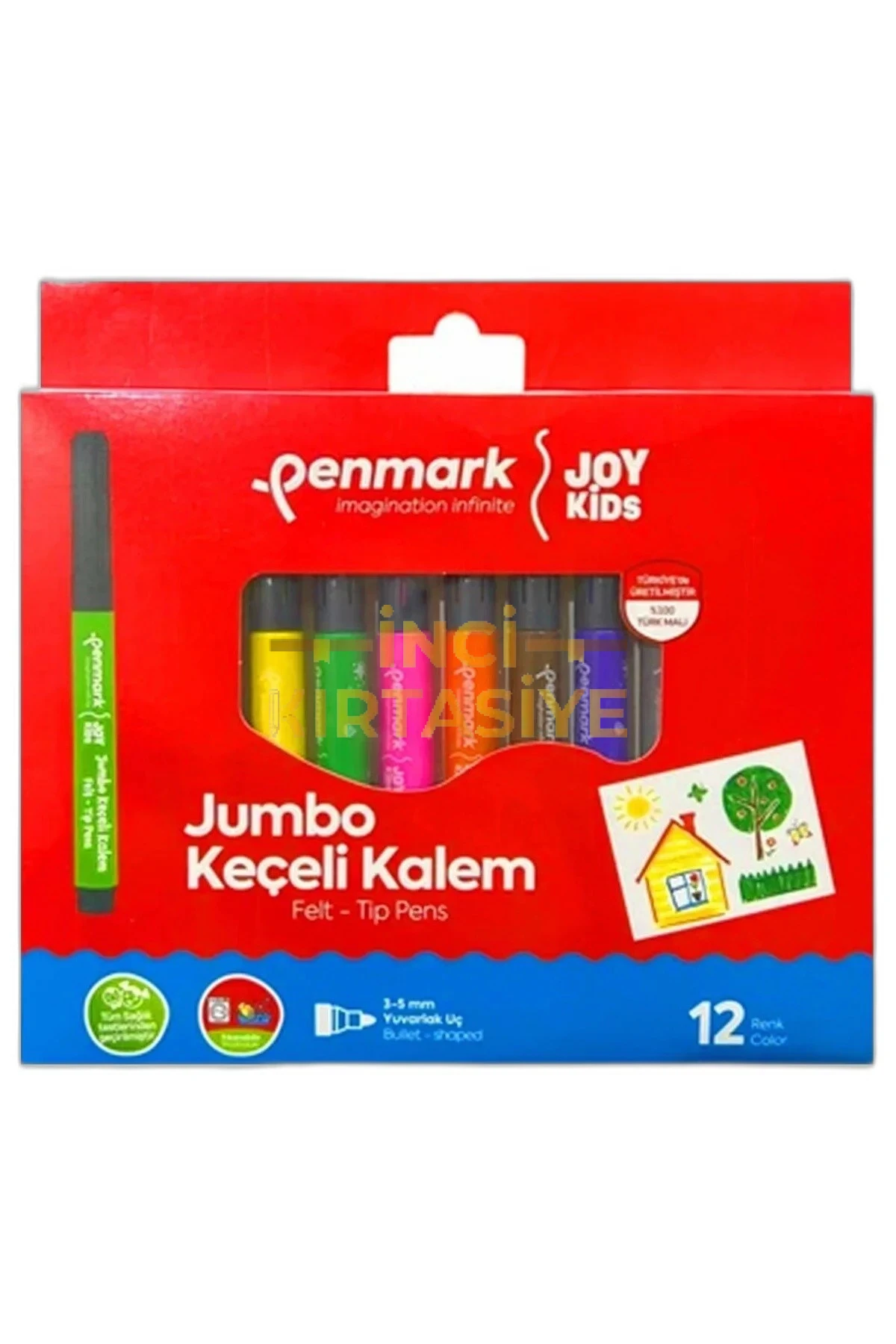 PENMARK SÜPER YIKANABİLİR JUMBO 12 RENK KEÇELİ KALEM