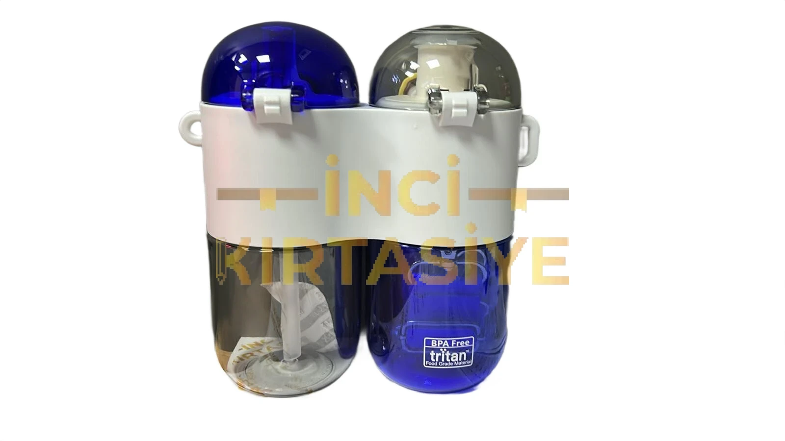 TKK ÇİFT HAZNE 2X400 800 ML TRİTAN SU MATARASI MAVİ BEYAZ