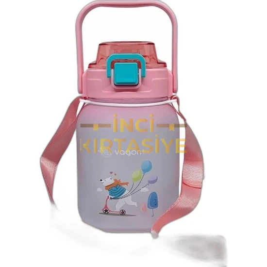 VAGONLİFE VGN2275-T SOFT TOUCH EL TUTMA ASKILI PİPETLİ MATARA 1100ML PEMBE