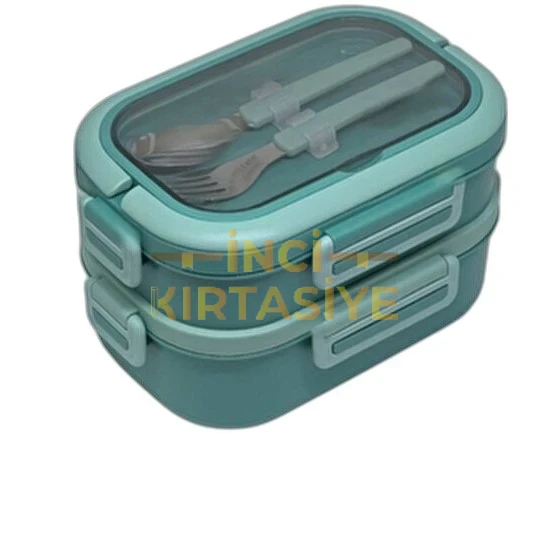 VAGONLİFE İKİ KATLI 1650ML YEŞİL ÇELİK BESLENME KABI