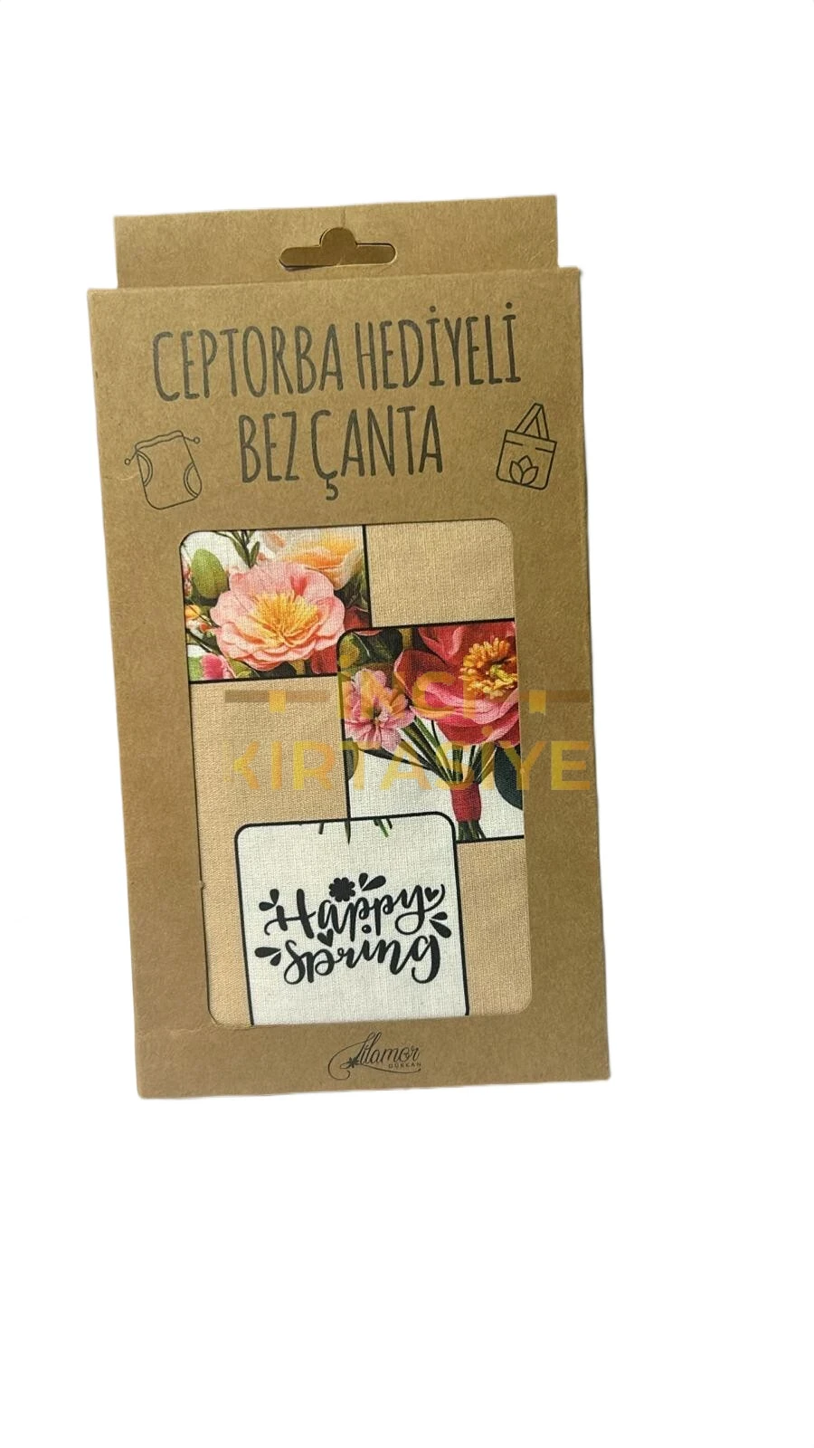 LİLAMOR ÇİÇEK CEP TORBA HEDİYELİ BEZ ÇANTA