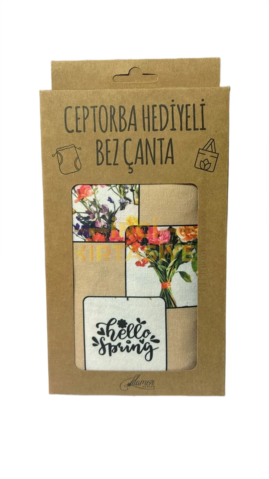 LİLAMOR ÇİÇEK CEP TORBA HEDİYELİ BEZ ÇANTA