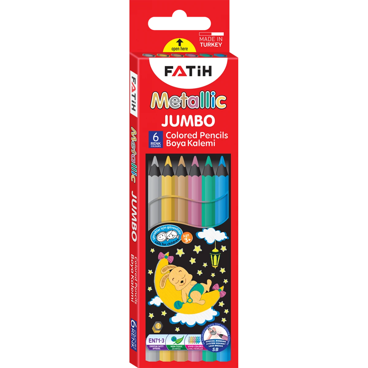 FATİH METALİK JUMBO KURUBOYA  6 RENK TAM BOY (GRAFİT ÇAPI: 5)