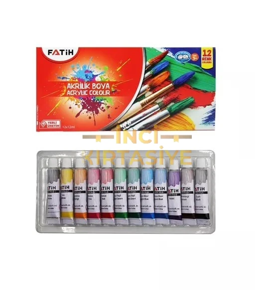 FATIH AKRİLİK BOYA TÜPLÜ 12 RENK 12 ML