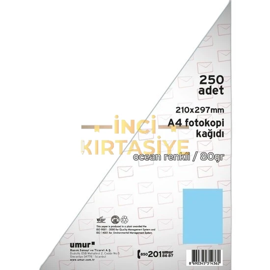 UMUR A4 RENKLİ FOTOKOPİ KAĞIDI MAVİ