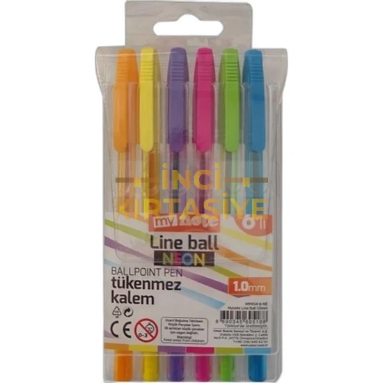 MYNOTE LINE BALL 1.0 MM 6'LI NEON